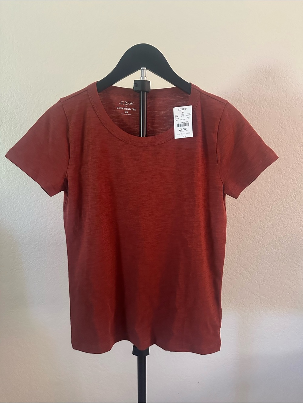 J. Crew Women's Rust Girlfriend Short Sleeve Tee - Crewneck, size XS